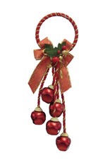 Kurt Adler Jingle Bells Cluster W Bow Door Hanger Ornament RED Bells