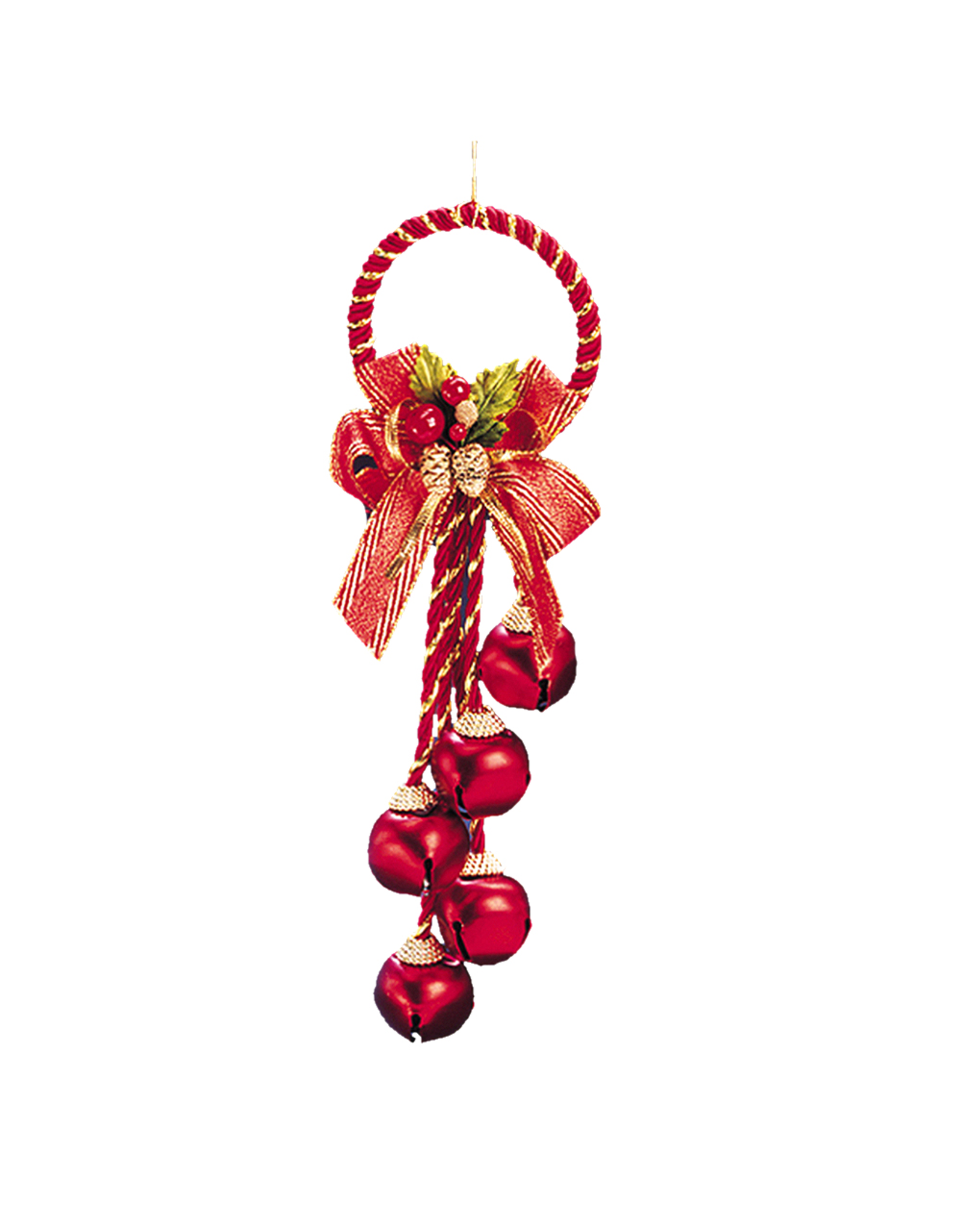 Kurt Adler Jingle Bells Cluster W Bow Door Hanger Ornament RED Bells