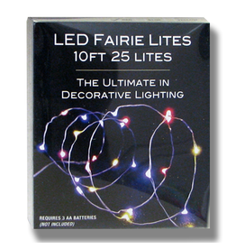Kurt Adler LED Fairy String Lights 10ft 25 Lites Multi Color