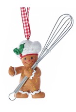 Kurt Adler Gingerbread Chef Boy Utensil Ornament Holding Whisk