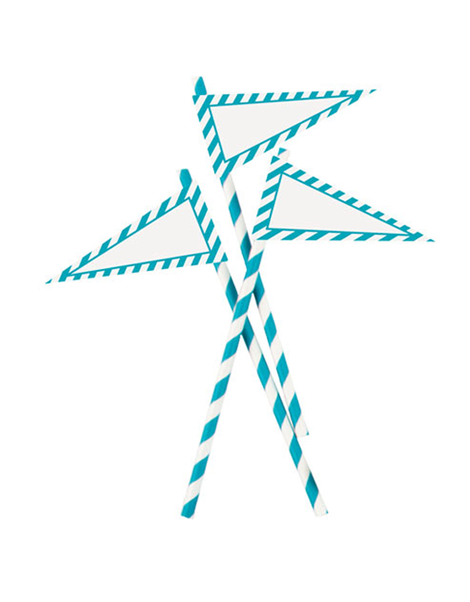 Party Straws w Banners 12Pk Aqua and White by Party Partners