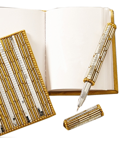 Twos Company Gold and Silver Metallic Mini Notebook w Pen