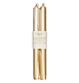 Caspari Crown Candles Tapers 10 inch 2pk Metallic Gold