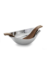 Nambe Drift Serving Bowl Large with Wood Servers