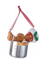 Kurt Adler Gingerbread Chef Boy Utensil Ornament Resting On Pot