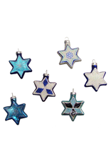 Kurt Adler Jewish Star of David Glass Ornaments 6pk | Judaic Holiday