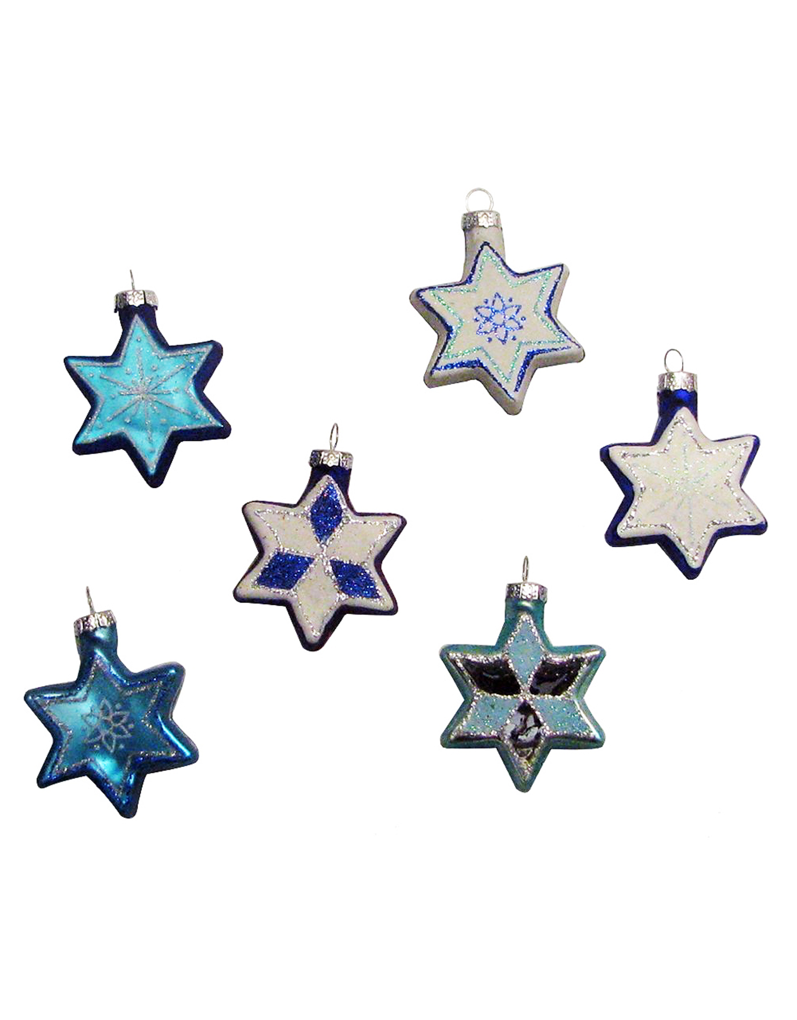 Kurt Adler Jewish Star of David Glass Ornaments 6pk | Judaic Holiday