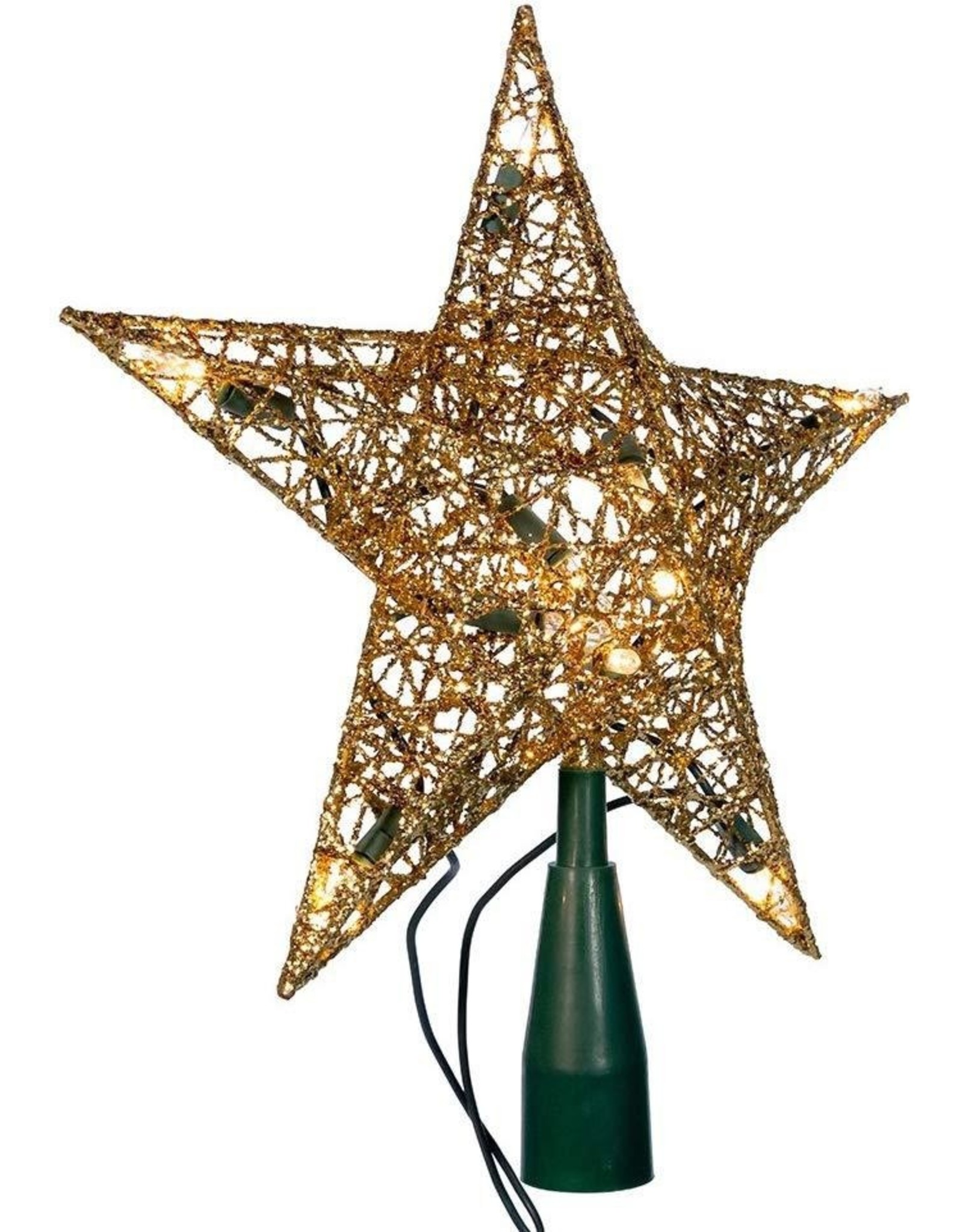 Kurt Adler Gold Wire Star Treetop 9-Inch W 10 Clear WW Bulbs