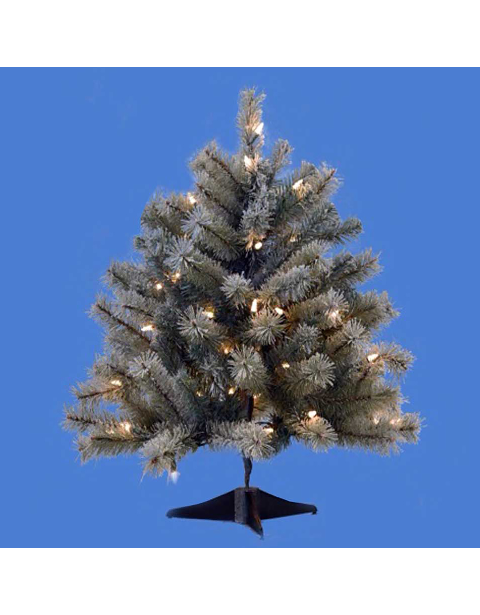 Kurt Adler Christmas Tree Pre-Lit 24 Inch Flocked Mini Tree