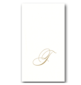 Caspari White Pearl Paper Linen Guest Napkins Initial T 24pk