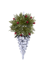 Kurt Adler Acrylic Icicle w Red Berry Holly Christmas Ornament