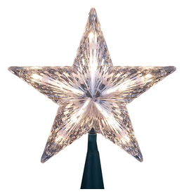 Kurt Adler Christmas Star Tree Topper Clear w Clear WW Lights 7 Inch