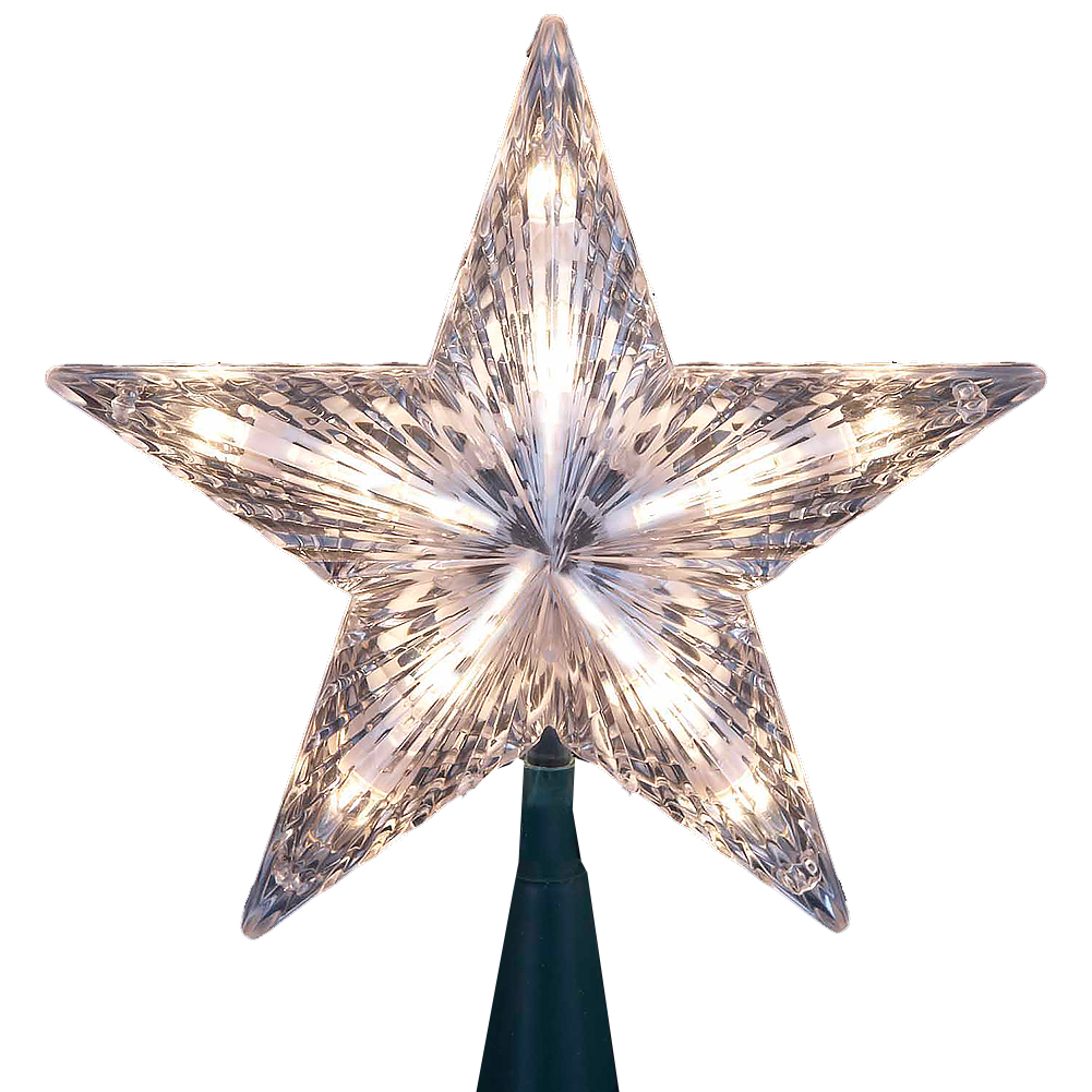 Kurt Adler Christmas Star Tree Topper Clear w Clear WW Lights 7 Inch ...