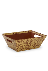 DIGS-N-GIFTS Gold Scroll Rectangular Tray Basket w Handles Gift Container