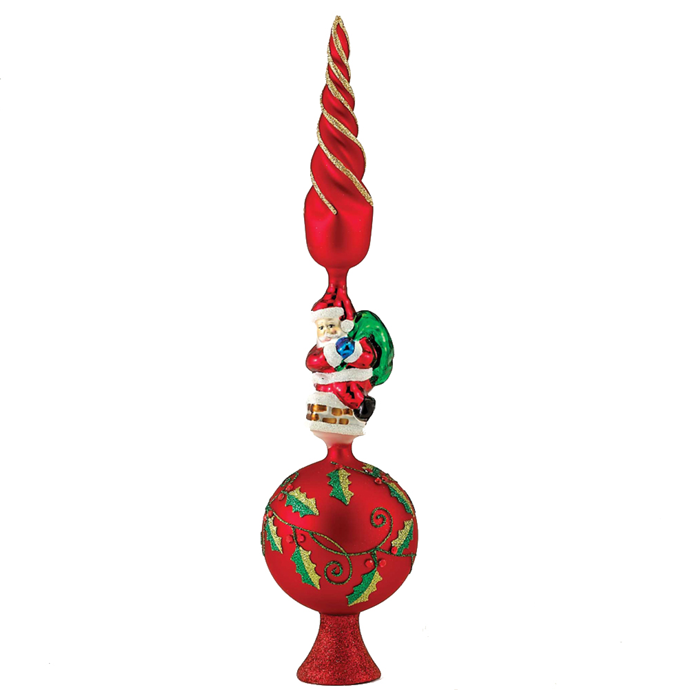 Kurt Adler Glass Finial Christmas Tree Topper w Santa 16 inch - Digs N ...