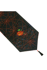 Peking Handicraft Halloween Table Runner Spider Webs W Pumpkins 68 Inch