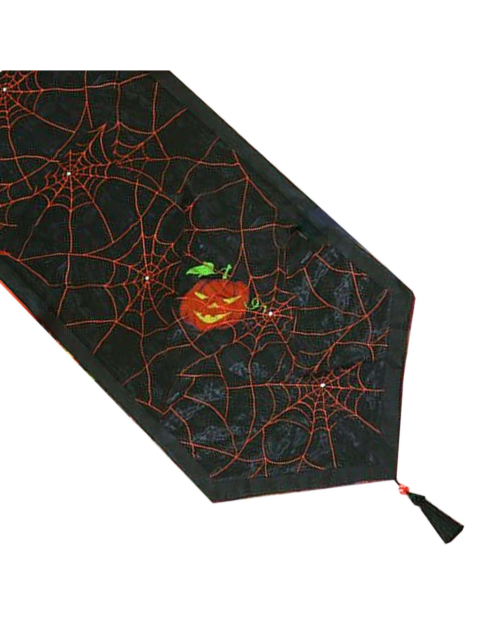 Peking Handicraft Halloween Table Runner Spider Webs W Pumpkins 68 Inch