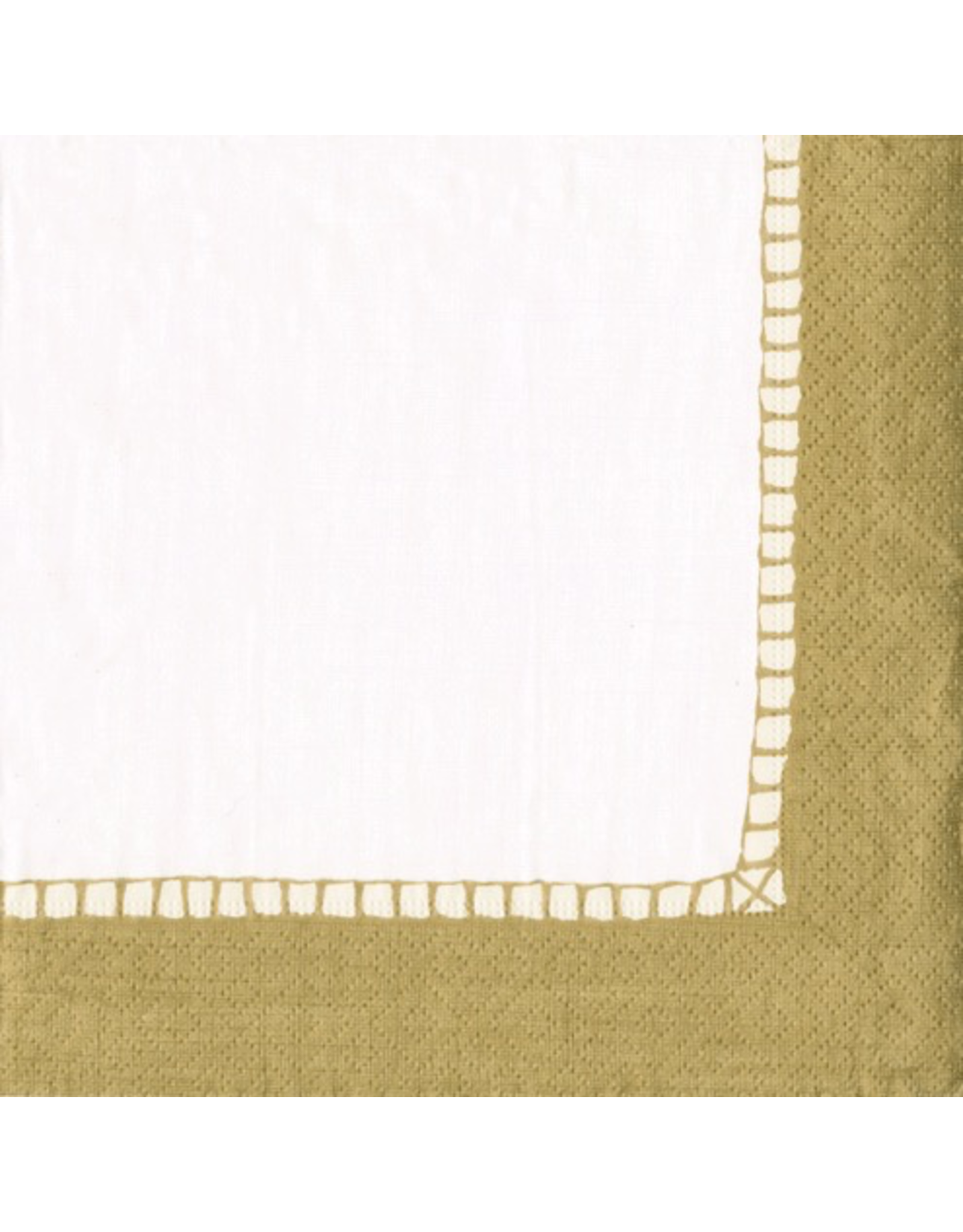 Caspari Gold Linen Border Paper Cocktail Napkins 20ct