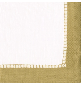 Caspari Gold Linen Border Paper Cocktail Napkins 20ct