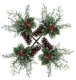 Kurt Adler Holly Berry Pine Cone n Branches Pick SET OF 4