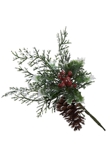 Kurt Adler Holly Berry Pine Cone n Branches Pick SET OF 4