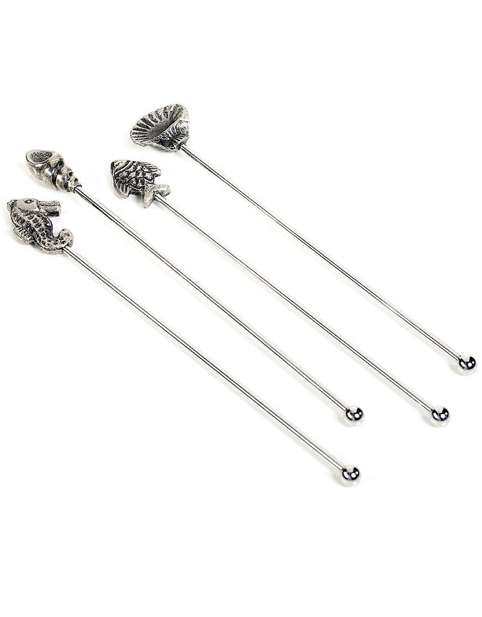 Zodax Coquilles Sea Life Cocktail Stirrers Set of 4 Assorted