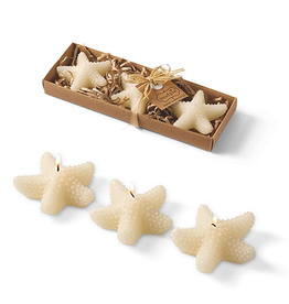 Mud Pie Starfish Candles 3x3 Inches Set of 3