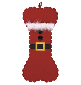 Peking Handicraft Dogs Christmas Stocking Red Felt Dog Bone W Santa Belt