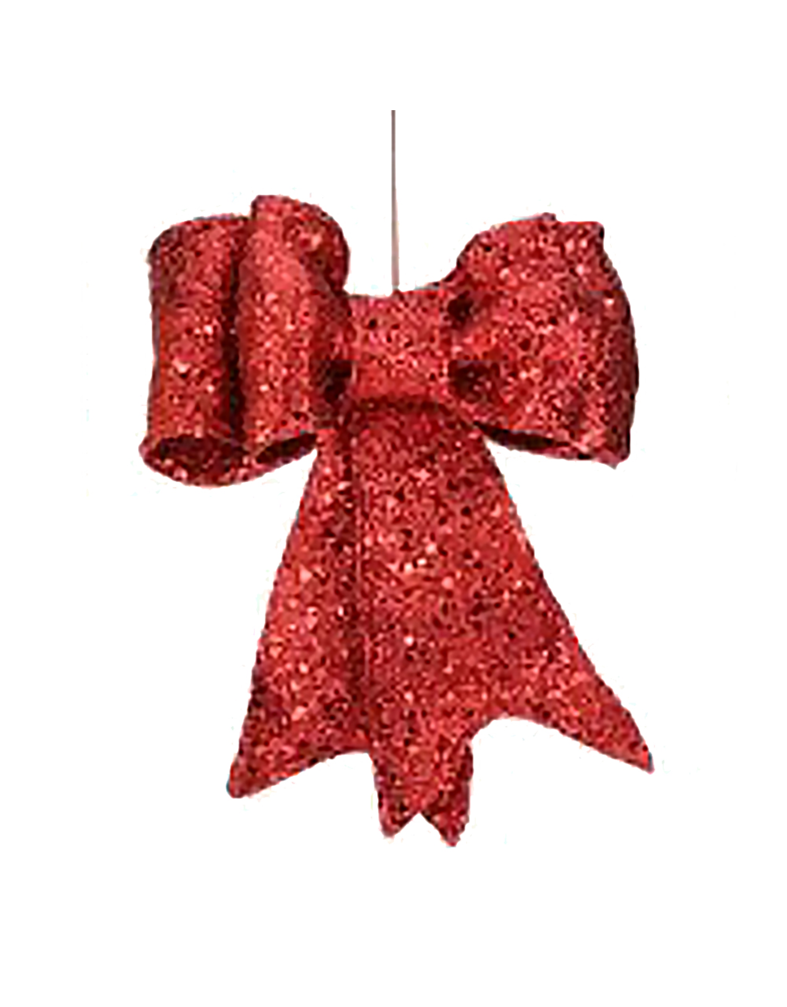Red Glittered Bow LG 13 Inch