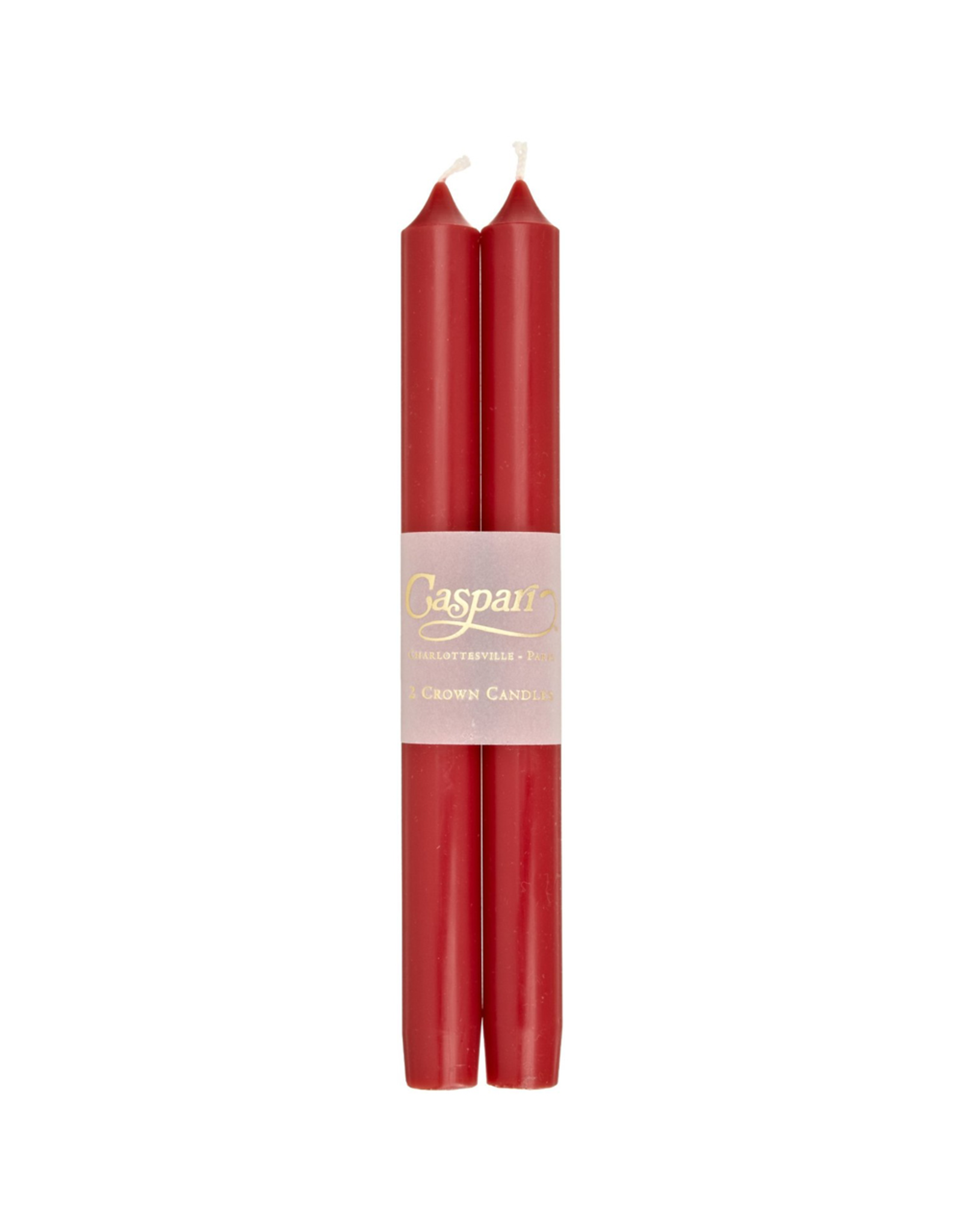 Caspari Crown Candles Tapers 10 inch 2pk Cranberry