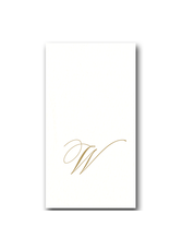Caspari Gold Initial W on White Pearl Paper Linen Guest Napkins 24 pk