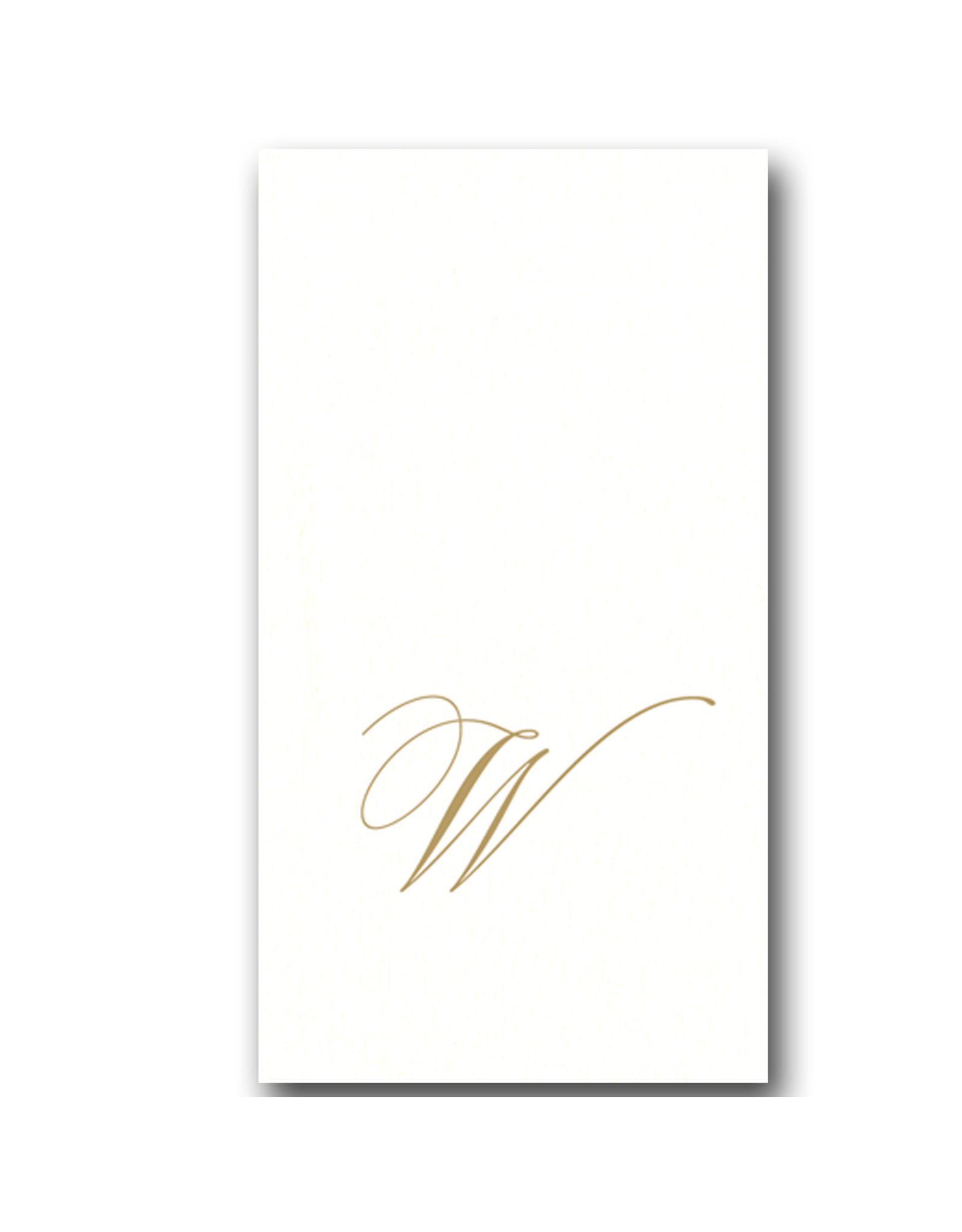 Caspari White Pearl Paper Linen Guest Napkins Initial W 24pk