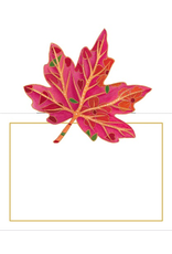 Caspari Place Cards Tent Style 8pk Fall Leaves Jeweled Autumn