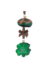 Kurt Adler Irish Paddy Cap n Shamrock Ornament w Sentiment - Lucky Enough