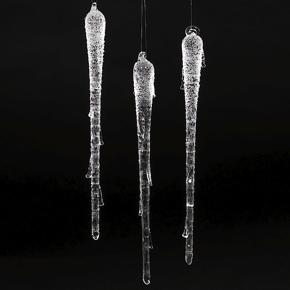 Kurt Adler Christmas Ornaments Glass Icicle Ornament 6.75L Set of 6