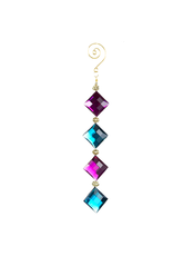 Kurt Adler Gem Jewel Drop Ornament Purple Aqua Diamond Shapes