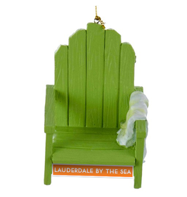 DIGS-N-GIFTS Christmas Ornament LBTS Beach Chair w Towel Green