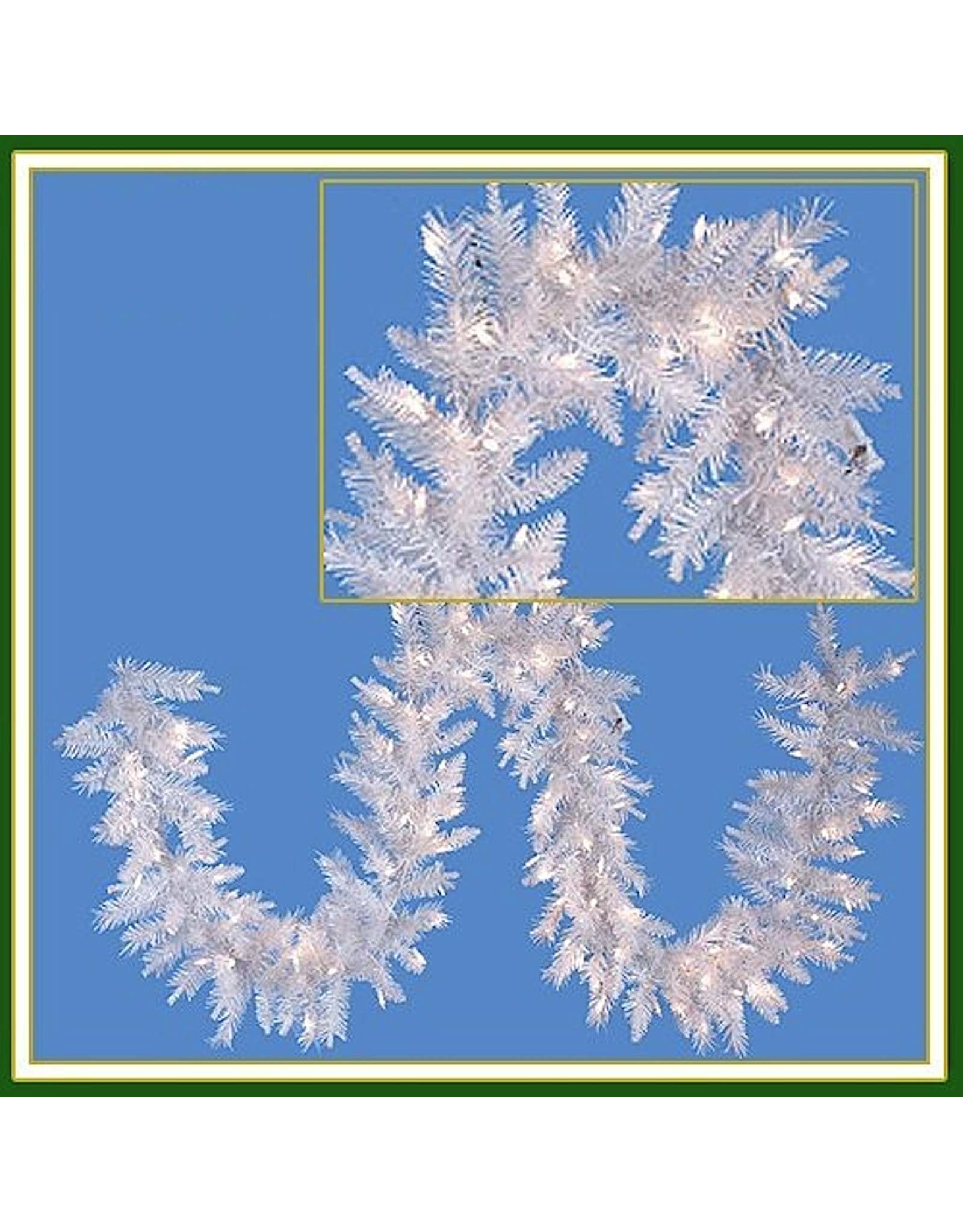 Kurt Adler Christmas Garland Pre-Lit Crystal White w Clear Lights Garland  9FT - Digs N Gifts