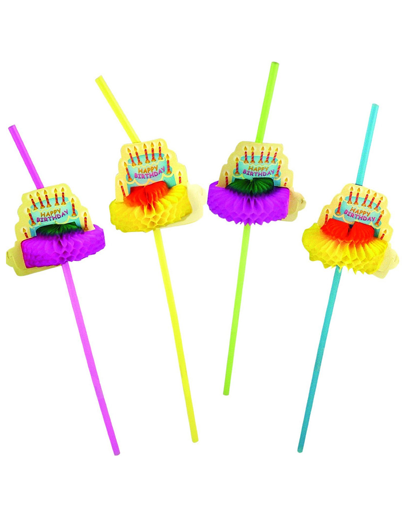 Party Straws 12Pk Crepe Paper Birthday Cakes by Party Partners