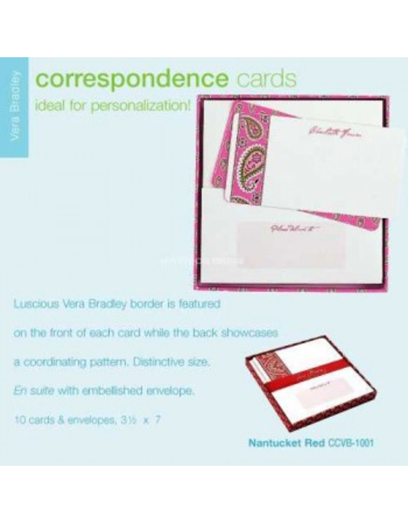Vera Bradley Nantucket Red Correspondence Cards