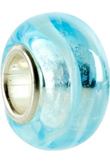 Chamilia Charm Murano Glass Bead O-22 Swirl Clear Blue