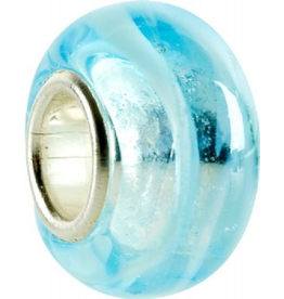 Chamilia Charm Murano Glass Bead O-22 Swirl Clear Blue