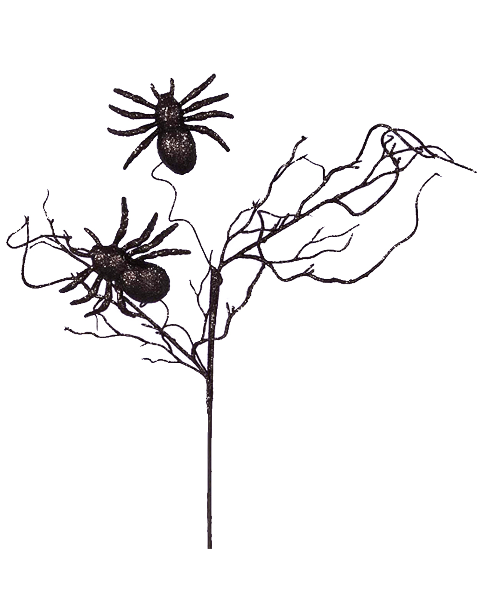 Kurt Adler Halloween Decor Black Branch Spray w Spiders -B