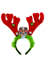 DMM Gifts Reindeer Antler Headband w Jingle Bells n Furry Feathers - Green