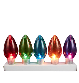 Kurt Adler Christmas Lights 5 Oversized Plastic Christmas Bulbs Set