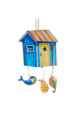Kurt Adler Wooden Beach House Dangle Plaque Ornament SeaLife -A
