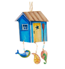 Kurt Adler Wooden Beach House Dangle Plaque Ornament SeaLife -A