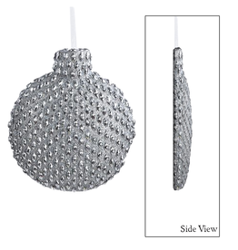 Kurt Adler Silver Beaded Flat Ball Hanging Ornament