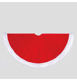 Kurt Adler Christmas Tree Skirt Red Velvet w White Fur Trim Tree Skirt 48D