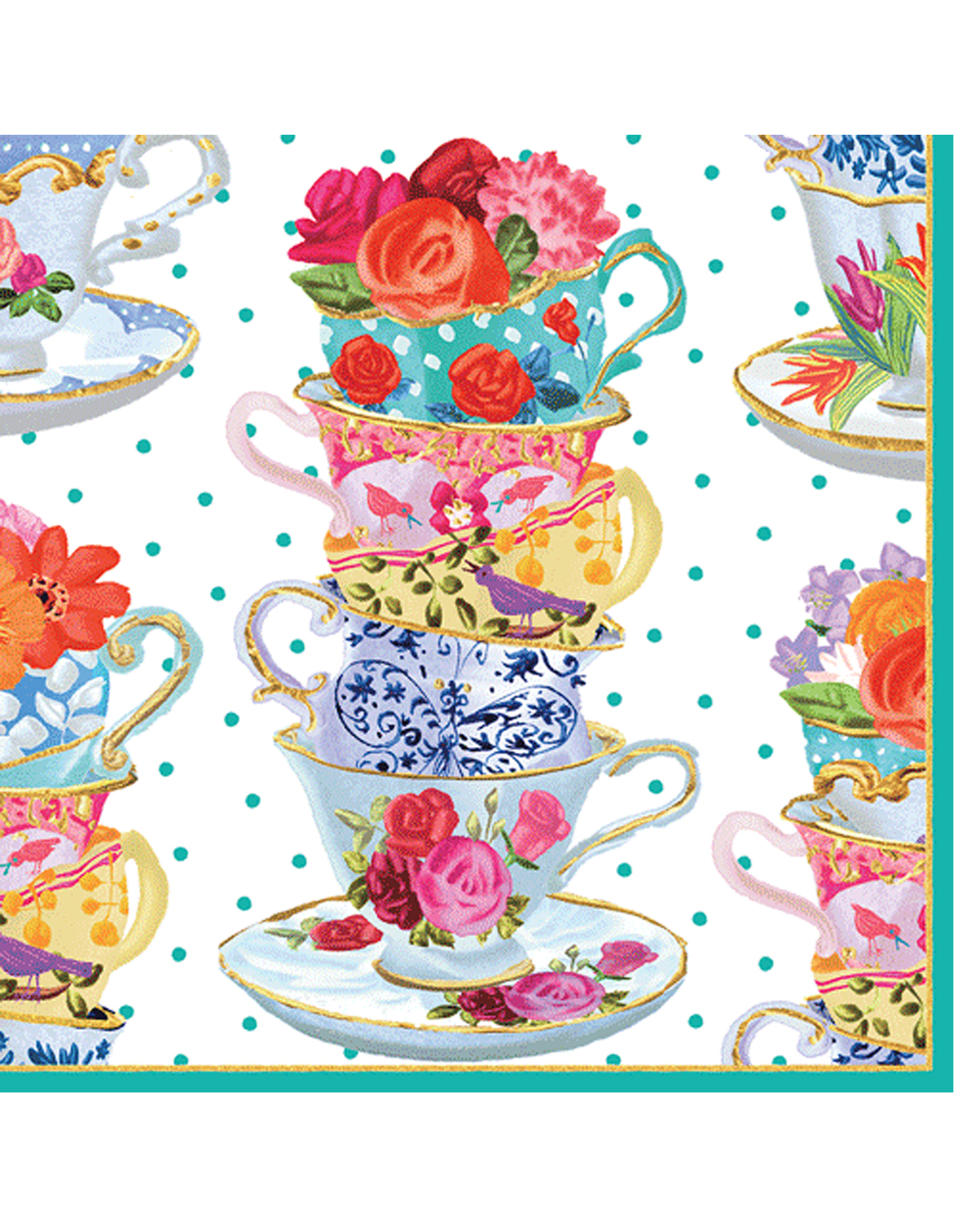 Caspari Paper Lunch Napkins 20ct Tea Cups